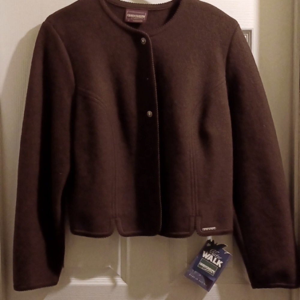 NEW GEIGER DIRNDL WALK BROWN BOILEDWOOL JACKET (42)